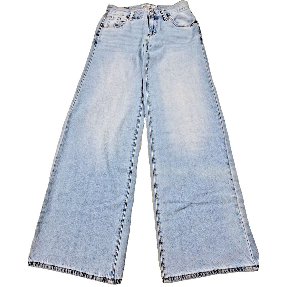 S.O.N.G Women's Wide Leg Jeans 0/23 Light Wash Denim Mid Rise Cotton